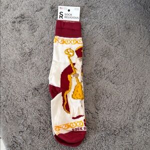 St. Nicholas Square Festive Red and Gold Socks